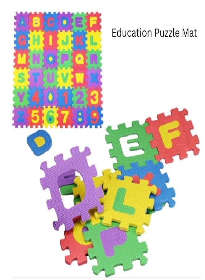 RPC99 36 Pieces Mini Puzzle Foam Multi Color Mat for Education & Learning Capital Alphabet and Number. for 1 Year Old and Above Kids Multicolor - Image 2
