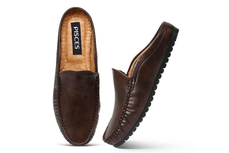Pisces Men's Brown Synthetic Mules - 8 UK (BACKOPEN Plain-Brown-8) - Image 5