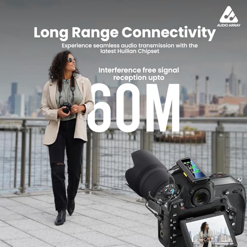 Audio Array AM-W21 Dual Wireless Lapel Mic | TFT Card Recording, Noise Cancellation & Echo | Android, iOS, DSLR Camera, Laptops | 360° Pickup, Plug n Play, 60M Working Range, 48-Hour Battery Life - Image 4
