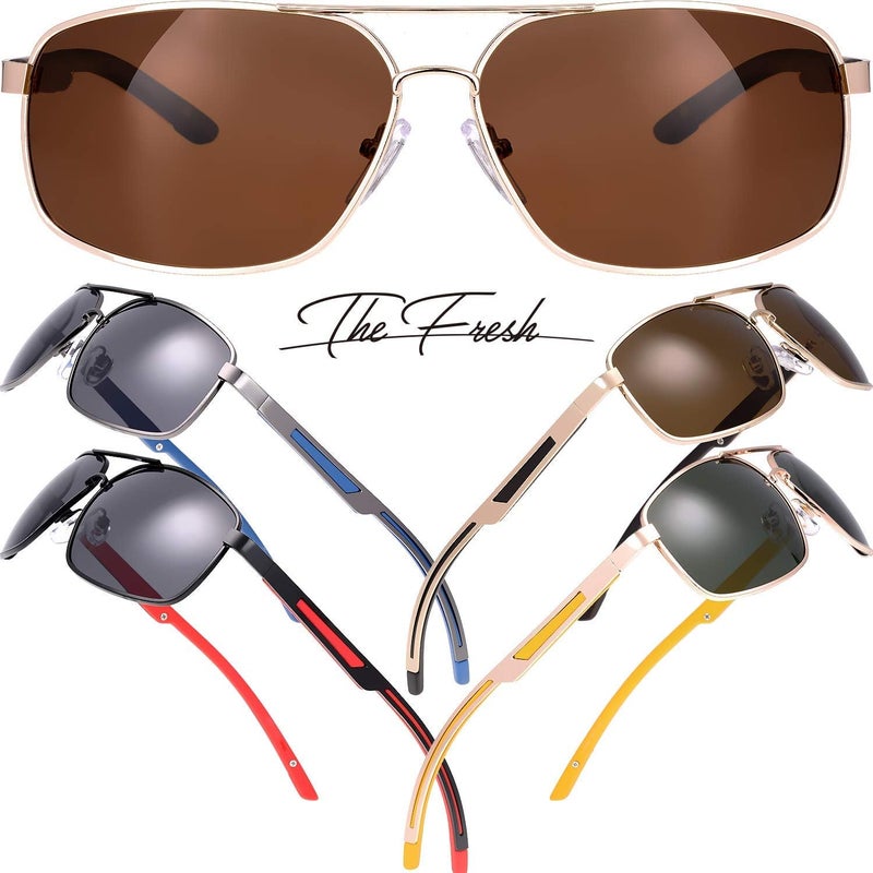 The Fresh نظارات شمسية كلاسيكية طازجة بإطار معدني مستطيل مع عدسات مستقطبة - Image 5