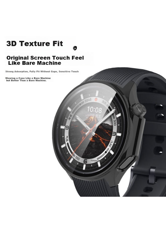 Kmaxai Oppo Watch X2 فيلم واقي + غطاء حماية متكامل بقشرة صلبة + Oneplus Watch 3 حامي الشاشة مضاد للخدش مضاد لبصمات الأصابع مضاد للسقوط فيلم مقوى أسود - Image 5