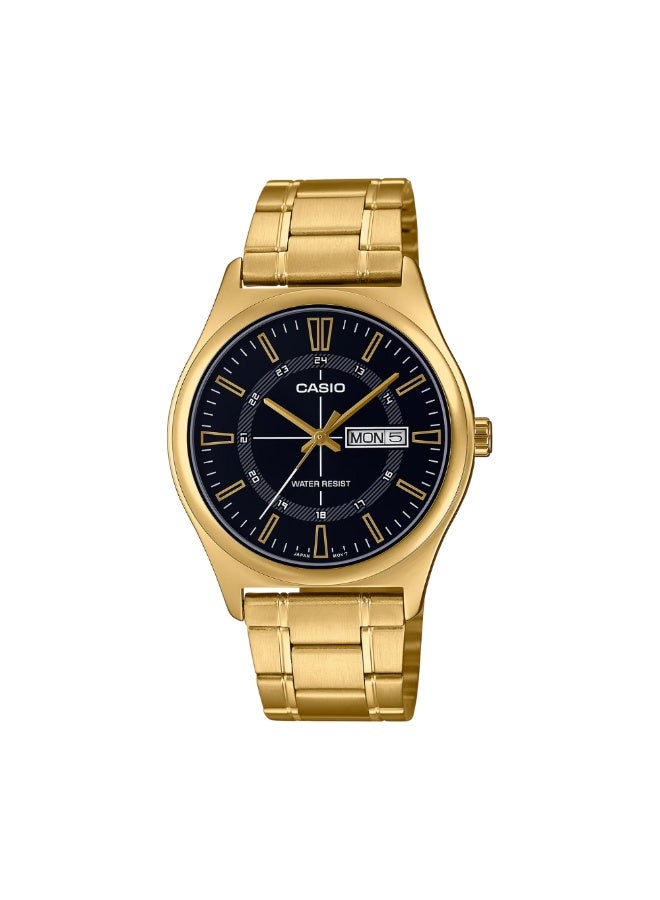 Casio MTP-V006G-1CUDF Men’s Analog Gold-Tone Stainless Steel Watch – Black Dial, Day-Date Display, Water Resistant - Image 1
