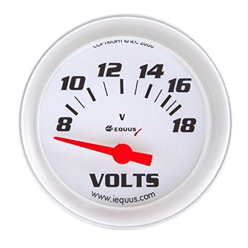 Equus 8468 2-5/8" Voltmeter, White with Aluminum Bezel - Image 1