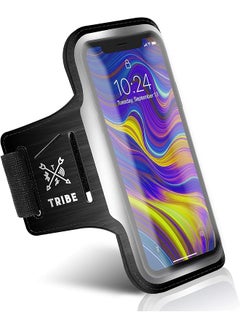 Tribe Running Phone Holder Armband. Iphone And Galaxy Cell Phone Sports Arm Bands For Women Men Runners Jogging Walking Exercise And Gym Workout. Fits All Smartphones. Adjustable Strap CC Key Pocket