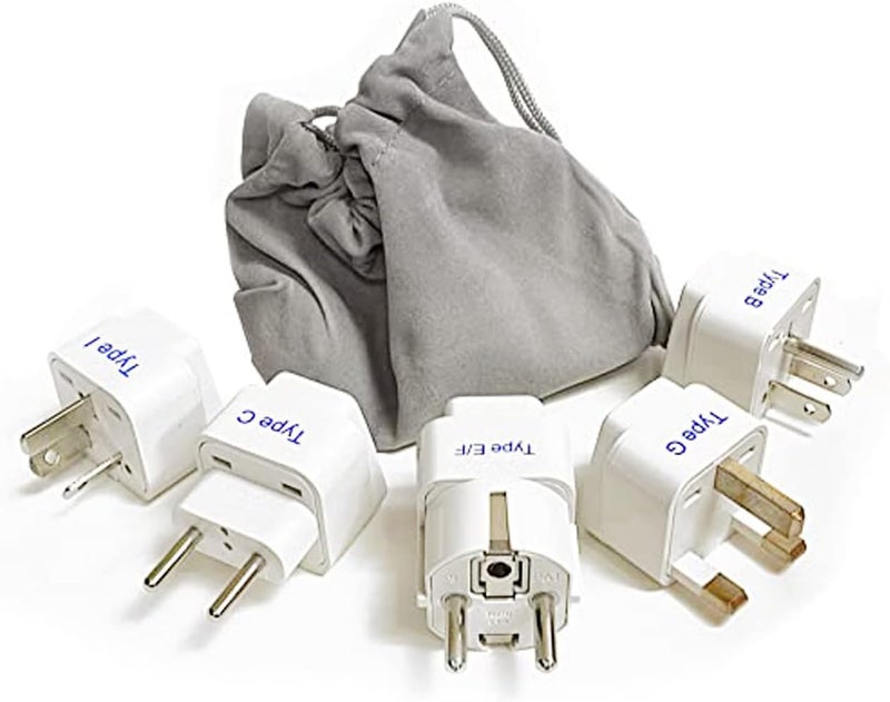 Ceptics Adapter Plug Set for World Wide International Travel Use - Grounded Safe - Works with Cell Phones, Chargers, Batteries, Camera, and More - Image 1