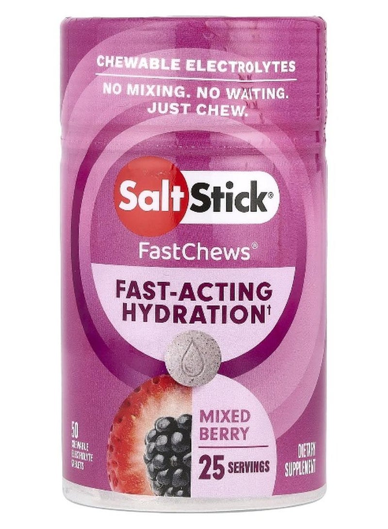 SaltStick, FastChews®, Chewable Electrolytes, Mixed Berry, 50 Chewable Tablets (Packaging may vary) - Image 1