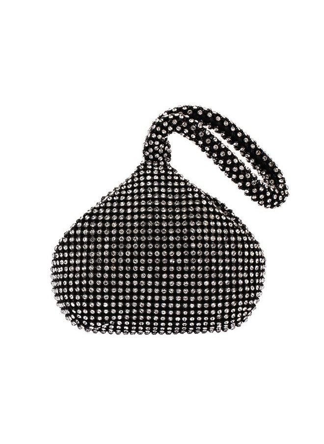 Generic - Women's Glitter Rhinestone Clutch Diamond Encrusted Dinner Bag Mini Clutch Bag for Prom Party Wedding Engagement Black - Image 1