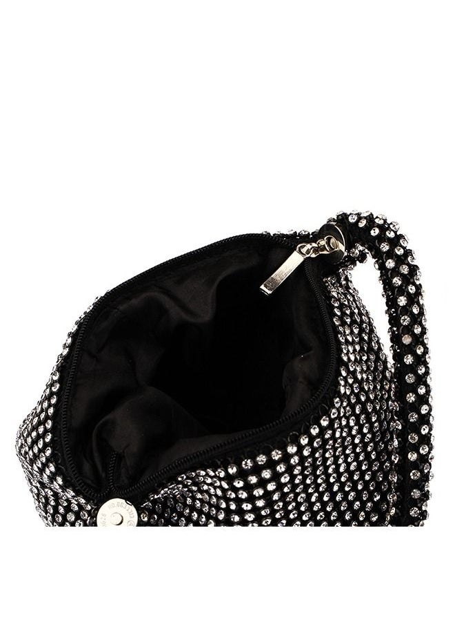Generic - Women's Glitter Rhinestone Clutch Diamond Encrusted Dinner Bag Mini Clutch Bag for Prom Party Wedding Engagement Black - Image 1