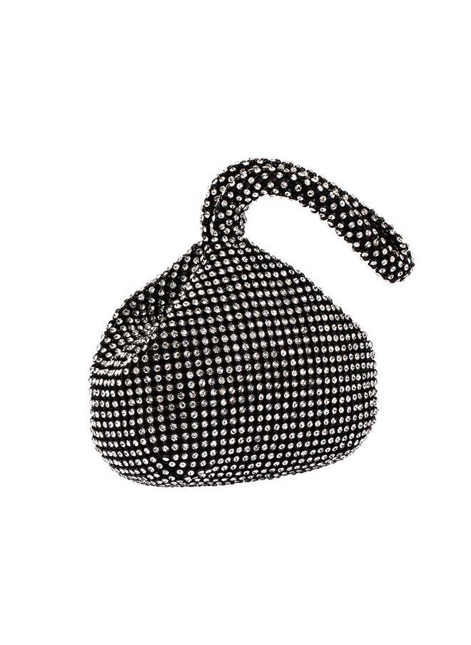 Generic - Women's Glitter Rhinestone Clutch Diamond Encrusted Dinner Bag Mini Clutch Bag for Prom Party Wedding Engagement Black - Image 1