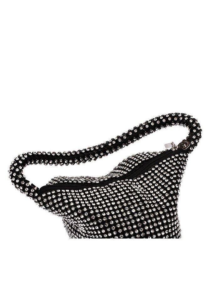 Generic - Women's Glitter Rhinestone Clutch Diamond Encrusted Dinner Bag Mini Clutch Bag for Prom Party Wedding Engagement Black - Image 1