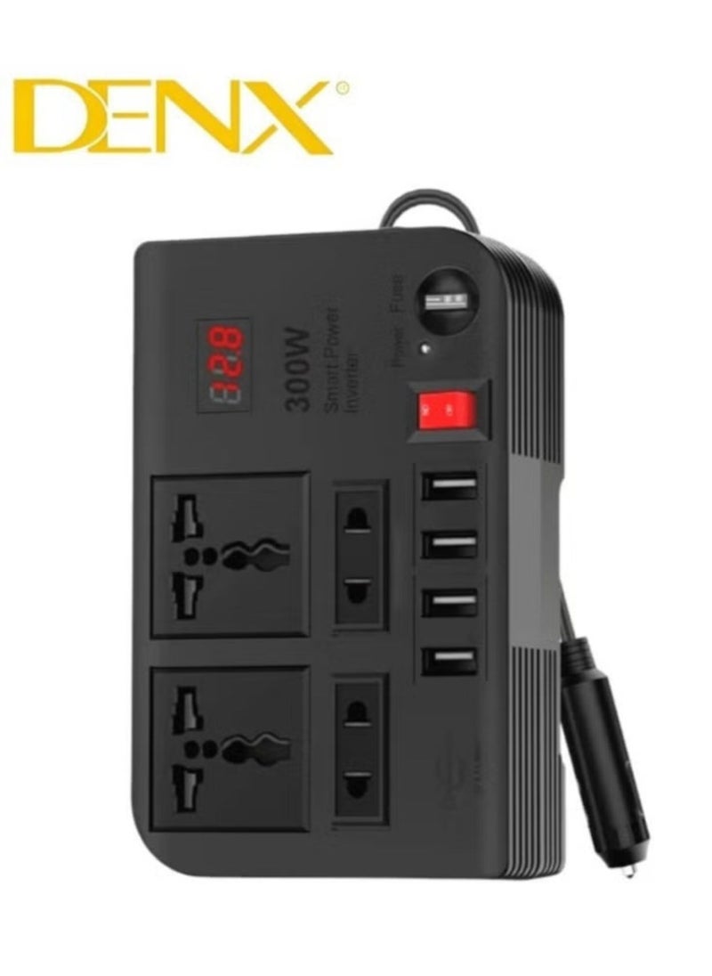 Denx 12V to 220V Car Power Inverter 300W High Frequency Modified Sine Wave Inverter MultiPort  - Image 2