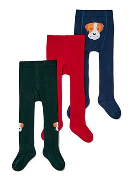 Tchibo Toddlers Girl 3 Packs Embroidered Pantyhose, Red  - Image 2