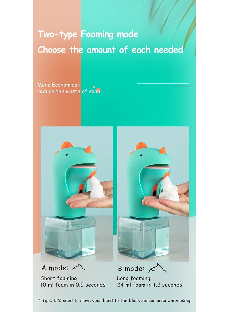 Automatic Soap Dispenser, Foaming No Touch, IPX6 Waterproof Cute Dispenser for Kitchen, Countertop, Kids, Adults, 8.7oz/250ml(Green) - Image 2