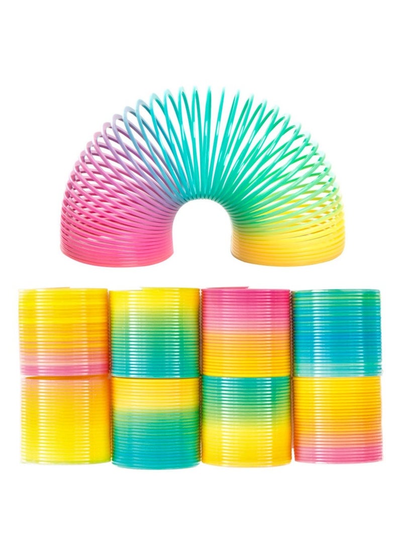 يونيك ألعاب سلينكي صغيرة بألوان قوس قزح بلاستيكية، عبوة من 8 قطع، 3.5 سم