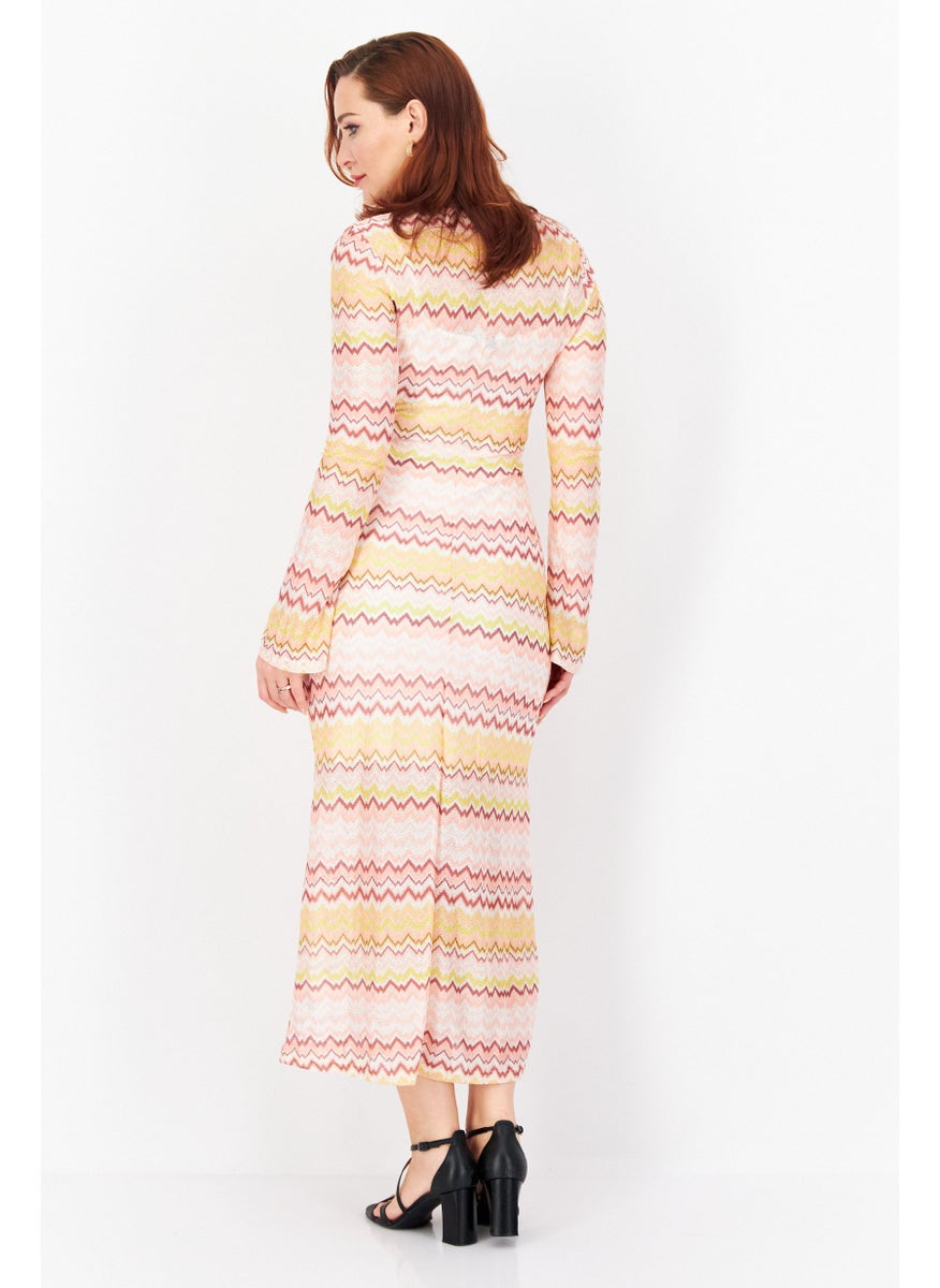 RIVER ISLAND Women Knit Cut Out Midi Dress, Pink Combo  - Image 2