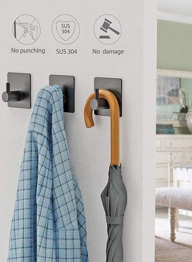 4 Piece Adhesive Hooks, Self Adhesive Towel Hooks for Bathroom Wall Door Mounted, Heavy Duty Wall Hooks for Bathroom Kitchen Door Window Cabinet ,Black.  - Image 3