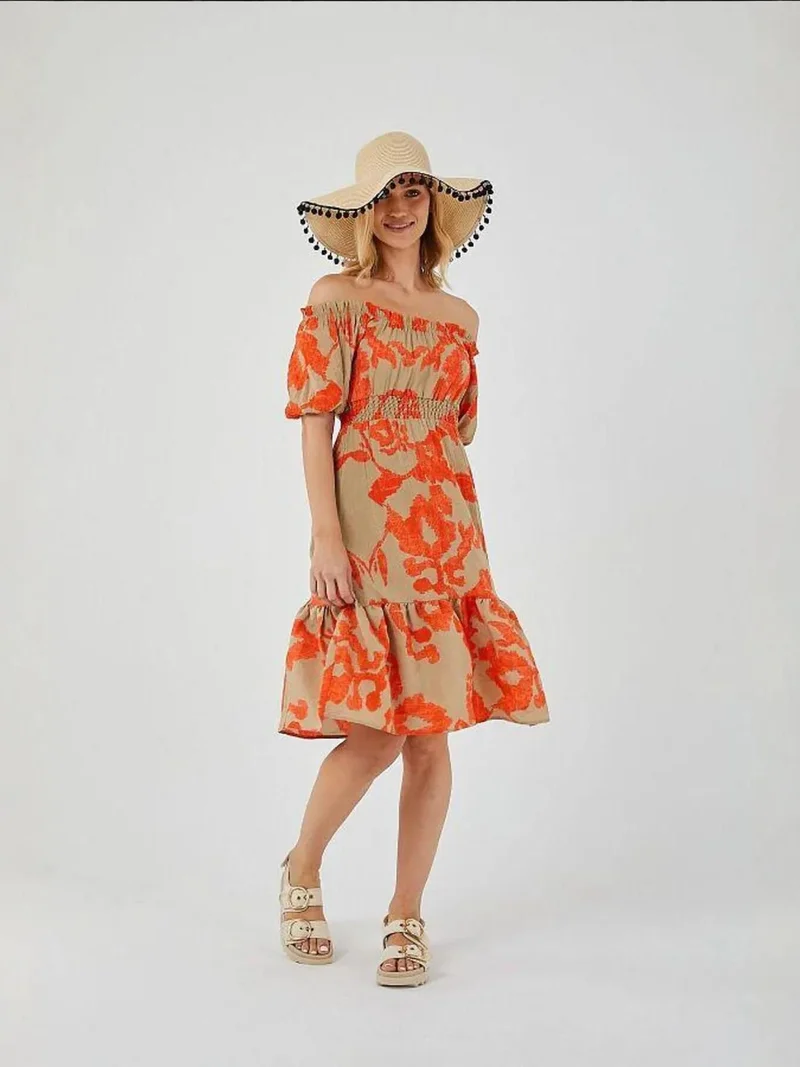 ميكسراي فستان ميدي مكسراي بنقشة الزهور وكشكشة وربطة