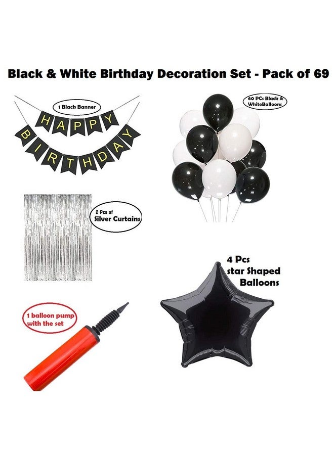 هونج كونج بالونز مجموعة تزيين لافتة عيد ميلاد سعيد باللونين الأبيض والأسود من HK Balloons، مجموعة من 69 قطعة للأولاد والزوج، مجموعة من عناصر تزيين البالونات مع بالونات معدنية - Image 2