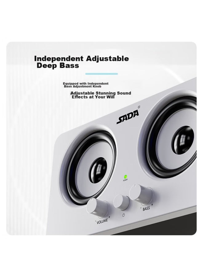 SADA مكبرات صوت الكمبيوتر D-220، مضخم صوت للكمبيوتر المكتبي المنزلي، مكبرات صوت وسائط متعددة نشطة، مدفع فولاذي صغير للهواتف المحمولة وأجهزة اللابتوب - Image 5