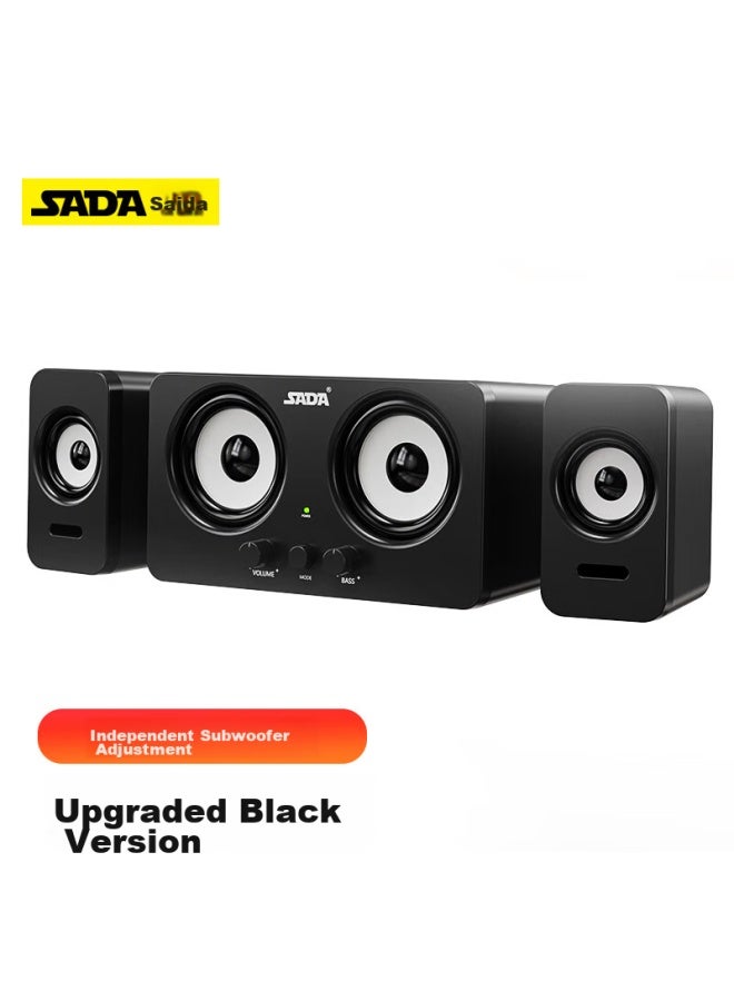 SADA مكبرات صوت الكمبيوتر D-220، مضخم صوت للكمبيوتر المكتبي المنزلي، مكبرات صوت وسائط متعددة نشطة، مدفع فولاذي صغير للهواتف المحمولة وأجهزة اللابتوب - Image 1