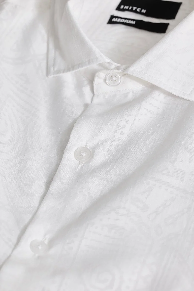 SNITCH Off White Self-Design Shirt