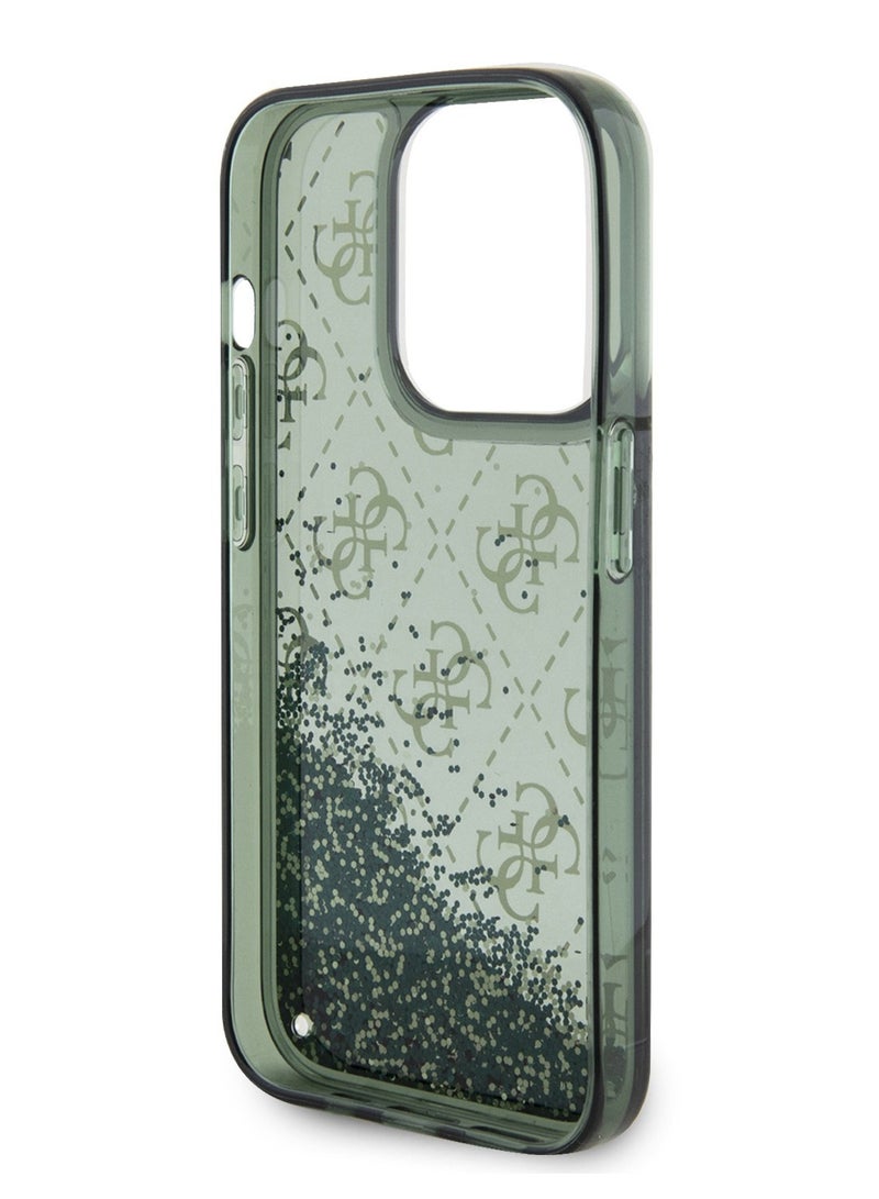GUESS iPhone 15 Pro Case Liquid Glitter Back Cover with 4G Pattern / Drop & Bumper Protection / Slim Profile / Accurate Cutouts / Easy Snap-On - Green - Image 5