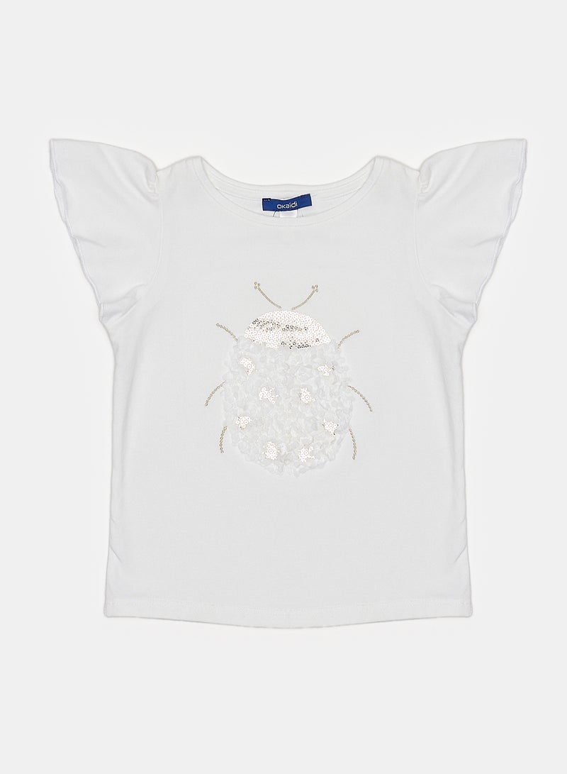 Okaidi White T-Shirt for Girls - Image 1