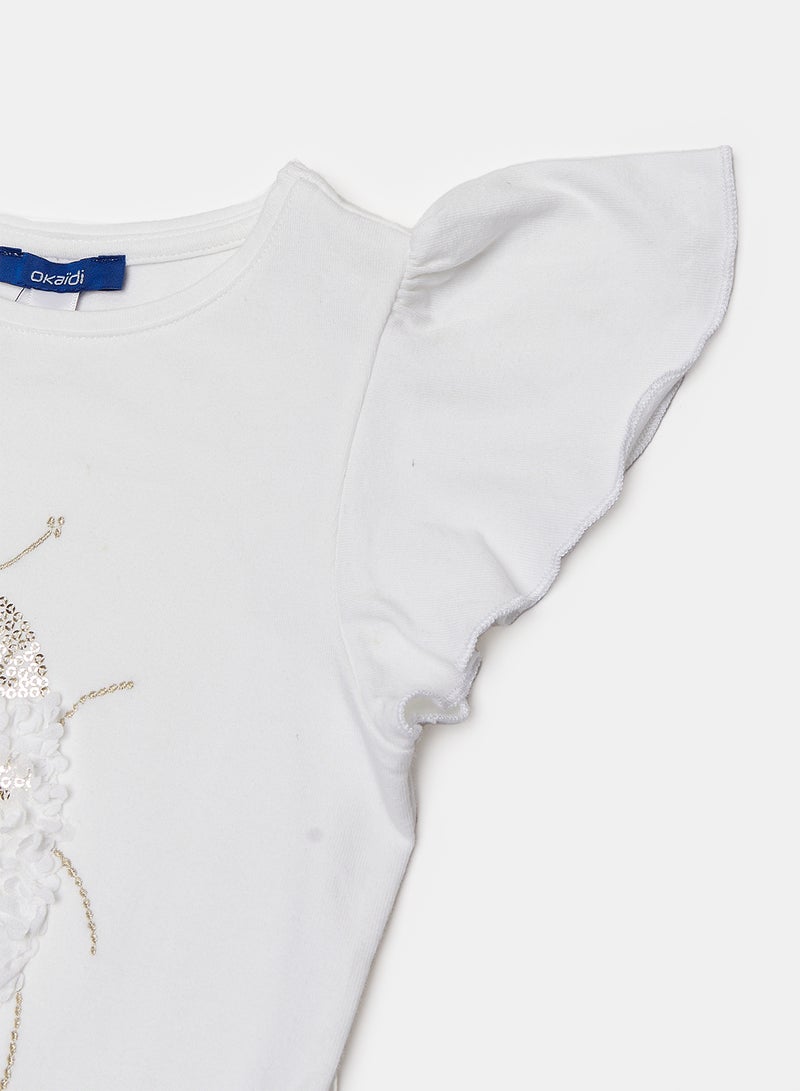 Okaidi White T-Shirt for Girls - Image 4