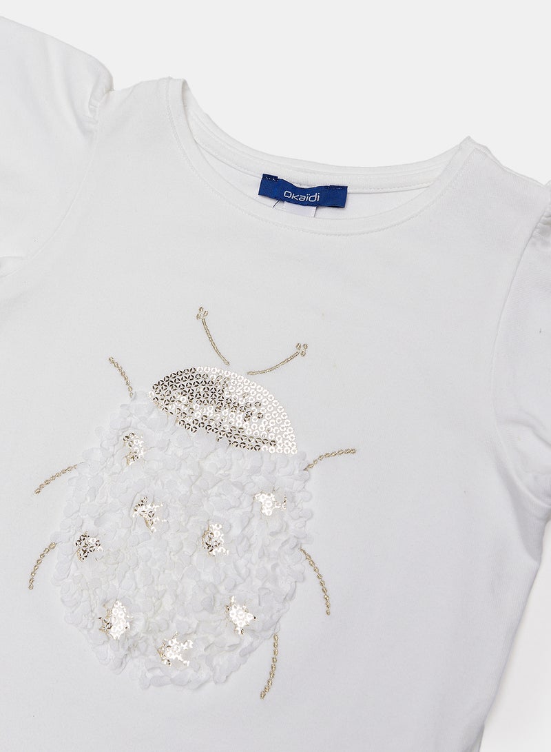 Okaidi White T-Shirt for Girls - Image 3