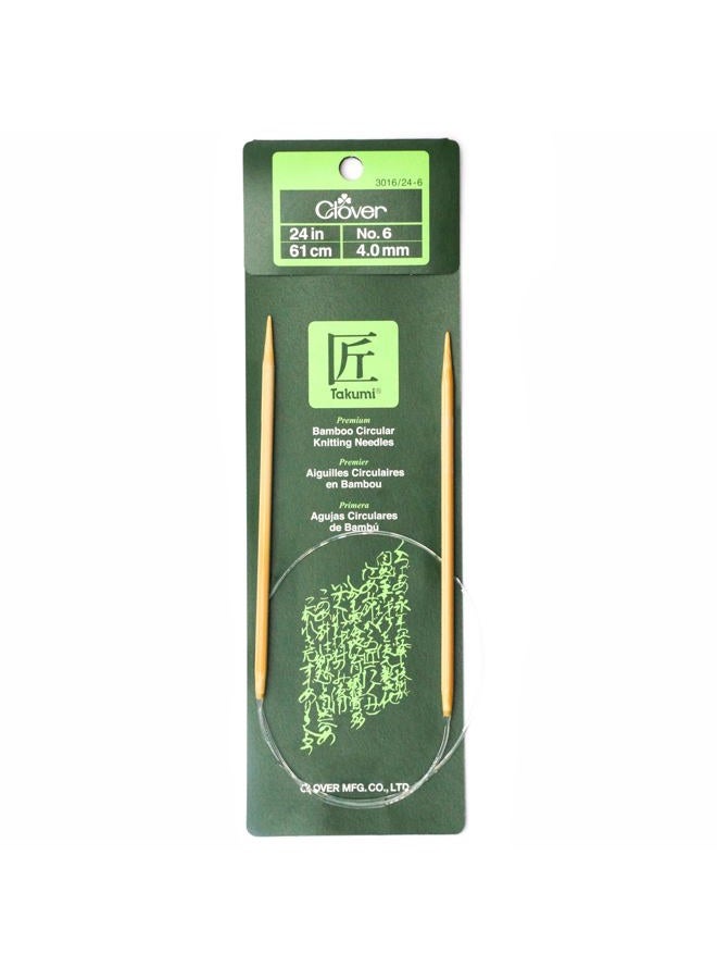 Takumi Bamboo Circular Knitting Needles 24-inch-Size 6/4mm, Other, Multicoloured, 2.5 x 9.36 x 23.18 cm