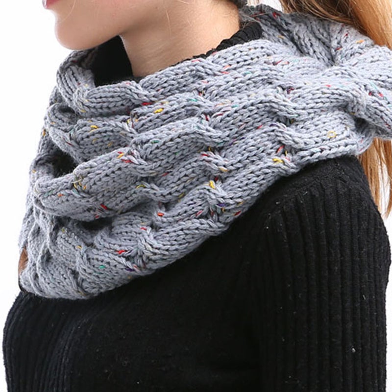 Winter Ribbed Knitted Scarf Thick Warm Wool Cashmere Circle Loop Ring Scarves Stylish Neck Warmer for Women and Men - Image 4