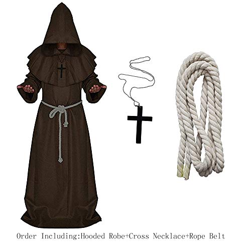 LHJ Friar Medieval Hooded Robe Cowl Monk Renaissance Costume Cloak - Image 3
