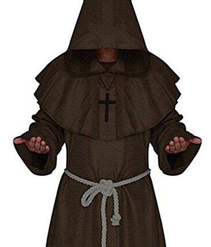 LHJ Friar Medieval Hooded Robe Cowl Monk Renaissance Costume Cloak - Image 2