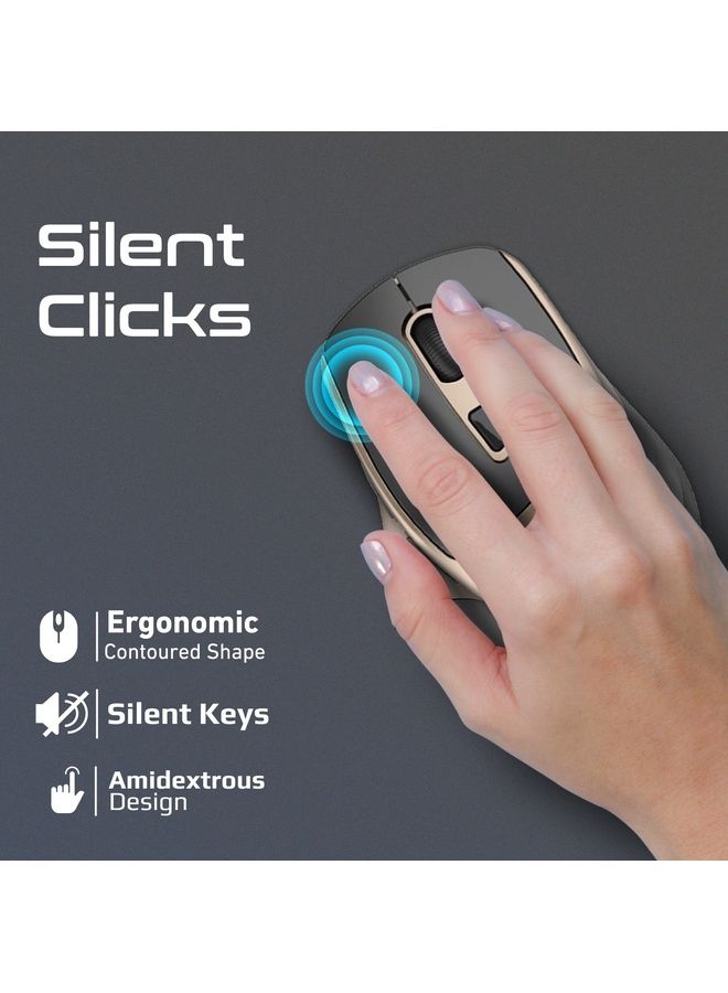 بروميت فأرة صامتة، 2.4G محمولة بدون أسلاك، نطاق عمل 10 أمتار ومستقبل USB نانو - Image 2