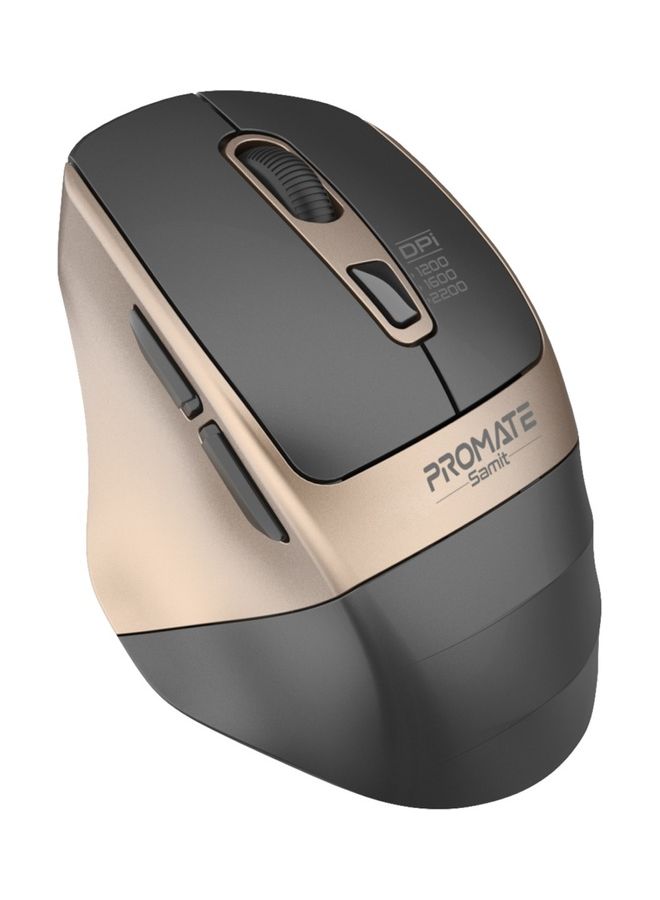 PROMATE Silent Mouse, 2.4G Portable Noiseless Cord-Free, 10 Meter Working Range and Nano USB Receiver Gold