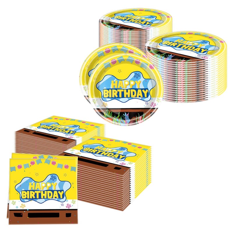 JU XIN Yellow Birthday Party Supplies, 20 Plates and 20 Napkins, Yellow for Kids Birthday Party Decorations - Image 2