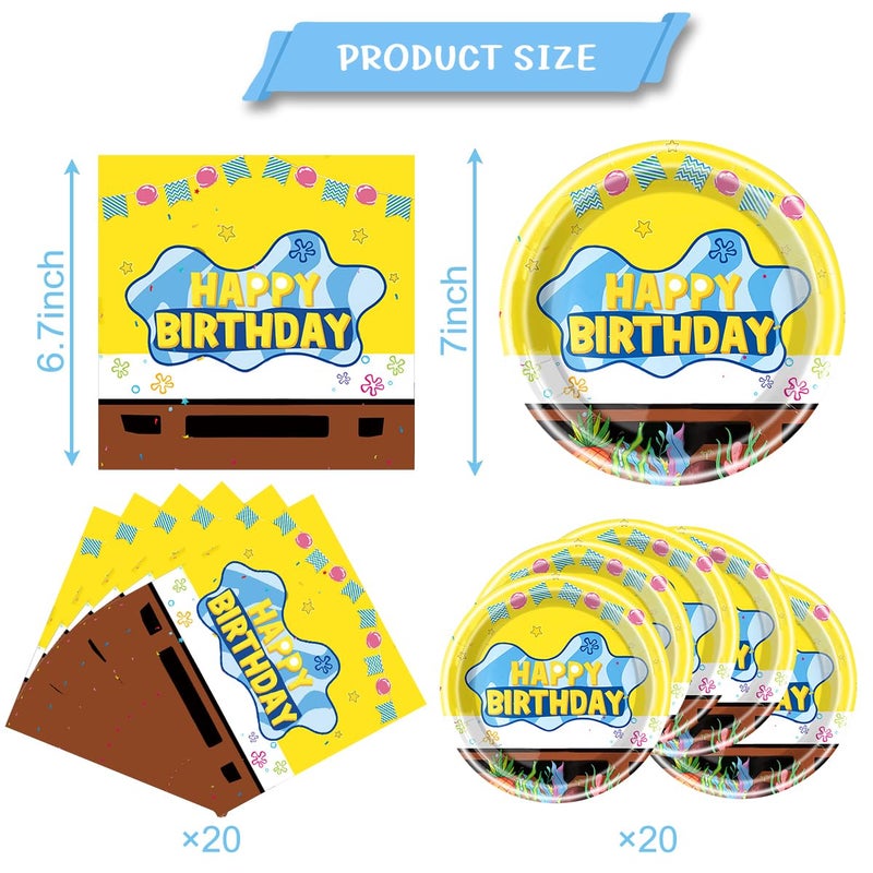 JU XIN Yellow Birthday Party Supplies, 20 Plates and 20 Napkins, Yellow for Kids Birthday Party Decorations - Image 3