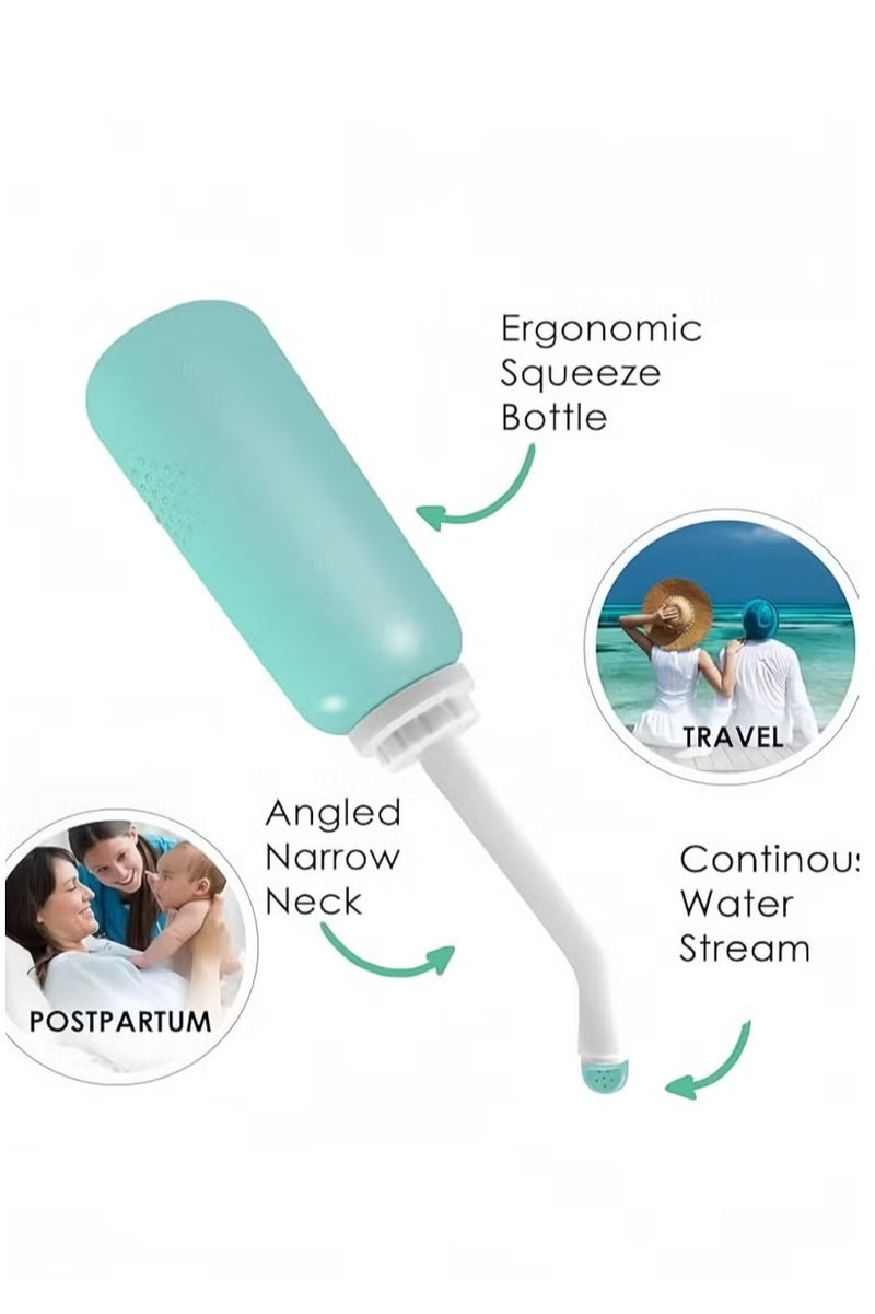 BOUND MOAT Portable Travel Bidet with Bag, TPE Material Can Be Boiled, 500ml with 1 Sealing Rings,Essentials for Postpartum Perineal Care,Hemorrhoid Treatment,and Baby(GREEN) - Image 2