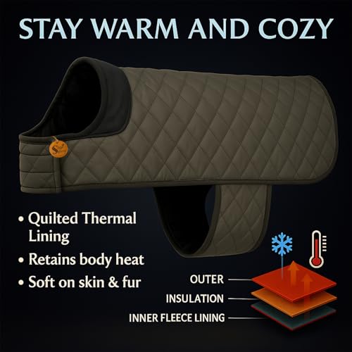 Sage Square Reversible Quilted Dog Winter Coat Jacket – Windproof, Waterproof, Pet Apparel, Insulated, Soft & Snug, Adjustable, Warm & Cozy for Indoor/Outdoor (Quilt Black, 6XL - 30 Inch) - Image 2