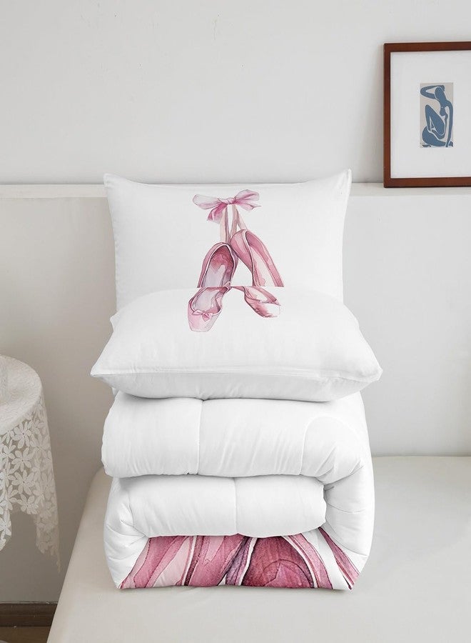 Homewish Ballet Shoes Full Size Comforter Set Ballet Theme Bedding Set for Kids Adults Teens Pink Shoes Comforter Luxury Dance Quilt Set Room Decor 3Pcs - Image 5