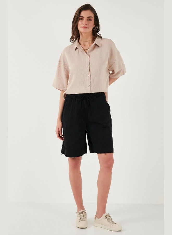 Lela Lela Cotton Standard Fit Regular Waist Tie Pocket Shorts Women's Shorts 668YP5326