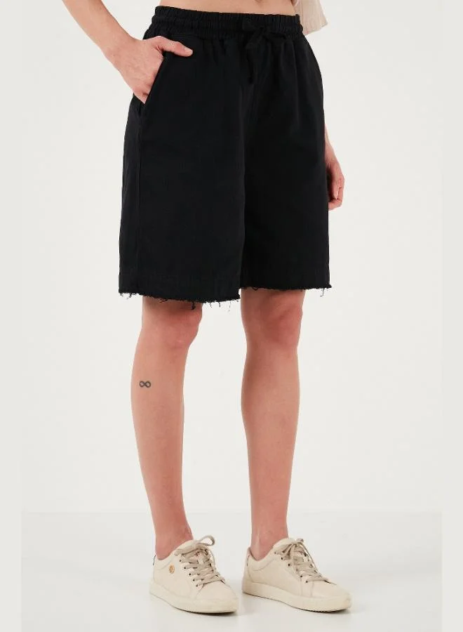 Lela Lela Cotton Standard Fit Regular Waist Tie Pocket Shorts Women's Shorts 668YP5326