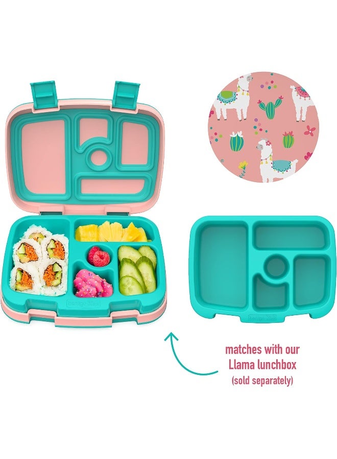 BentgoÂ® Kids Prints Tray with Transparent Cover - Reusable, BPA-Free, 5-Compartment Meal Prep Container with Built-In Portion Control for Healthy Meals At Home & On the Go (Llamas) - Image 2