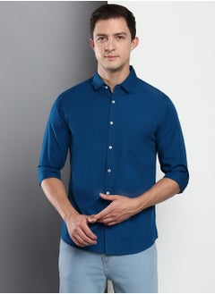 Dennis Lingo Men's Slim Fit Pastel Blue Casual Cotton Spread Shirt  - Image 1