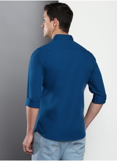 Dennis Lingo Men's Slim Fit Pastel Blue Casual Cotton Spread Shirt  - Image 5