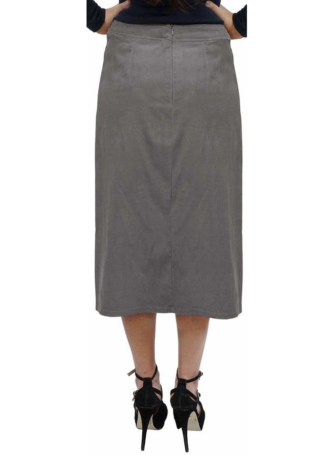 BABY O Baby'O Women's Basic Lightweight Below The Knee Midi Length Corduroy Straight Skirt, Grey, XXS - Image 4
