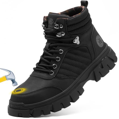 KELODON Waterproof Steel Toe Boots For Men-6 Inch Comfortable Mens Safety Work Boots Indestructible Steel Toe Shoes Lightweight Non Slip Puncture Resistant Industrial Construction Boot,Black,Size 10 men - Image 1