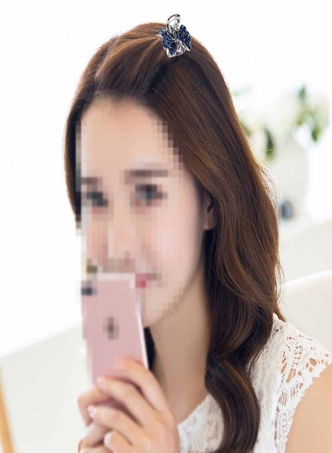 Teensery 4 Pcs Mini Metal Hair Claw Clips Blue Rhinestone Hair Jaw Clamps Small Vintage Hair Grips Non Slip Hair Barrettes Hair Accessories for Women and Girls - Image 3