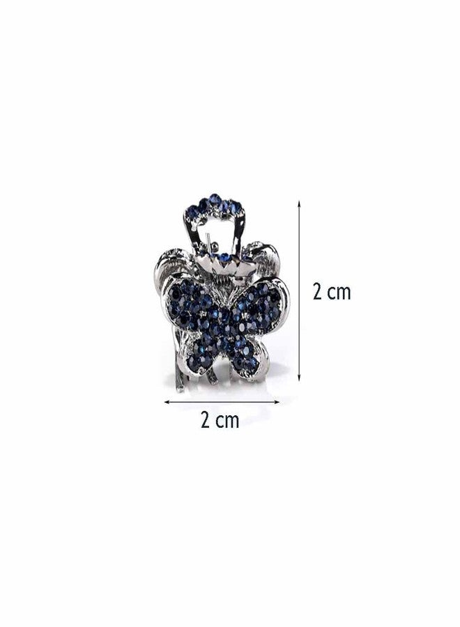 Teensery 4 Pcs Mini Metal Hair Claw Clips Blue Rhinestone Hair Jaw Clamps Small Vintage Hair Grips Non Slip Hair Barrettes Hair Accessories for Women and Girls - Image 4