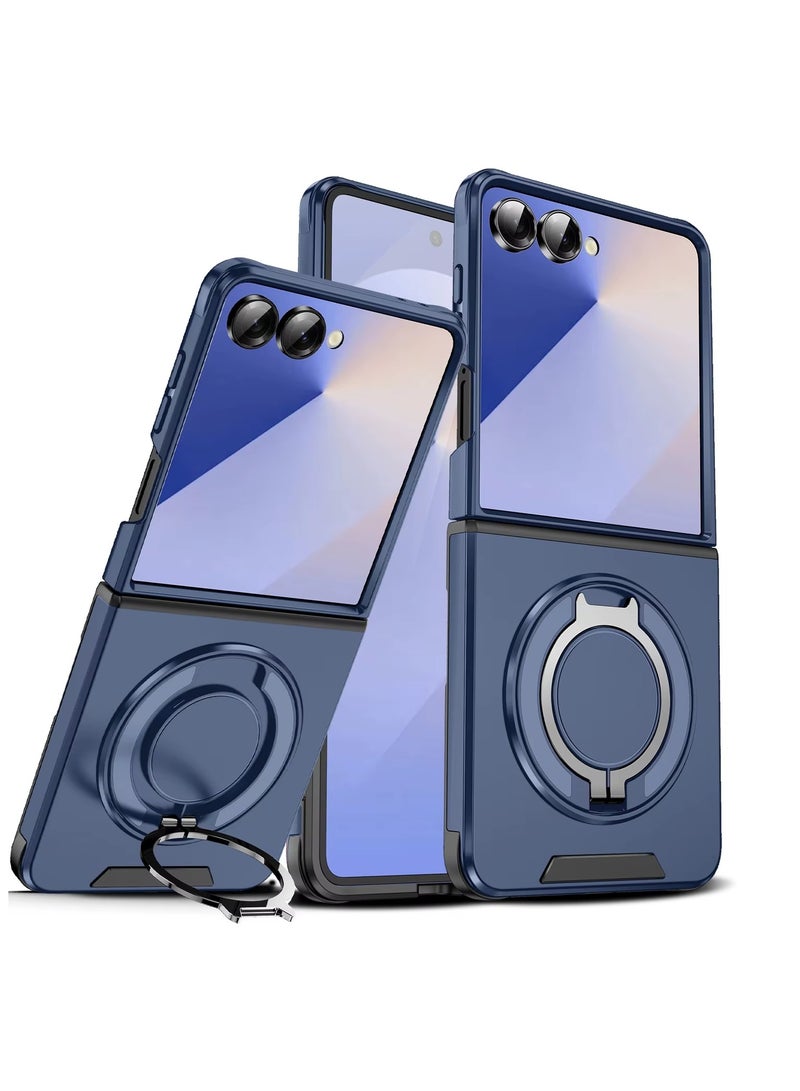Magnetic Bracket Case for Samsung Galaxy Z Flip 7 Protective Slim Cover with Magnetic Rotating Ring Kickstand [Compatible with Mag-Safe] Ultra-Thin, Shockproof and Anti-Fall Protection - Image 1